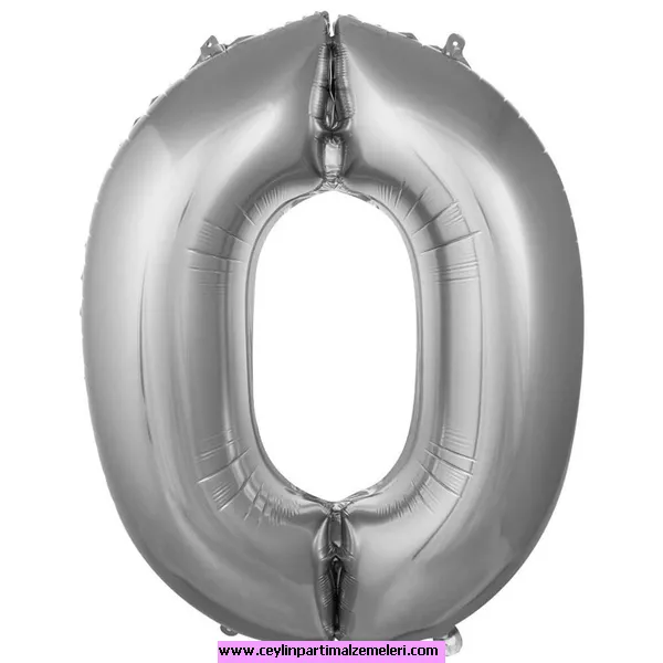 0 Rakam Gümüş Folyo Balon